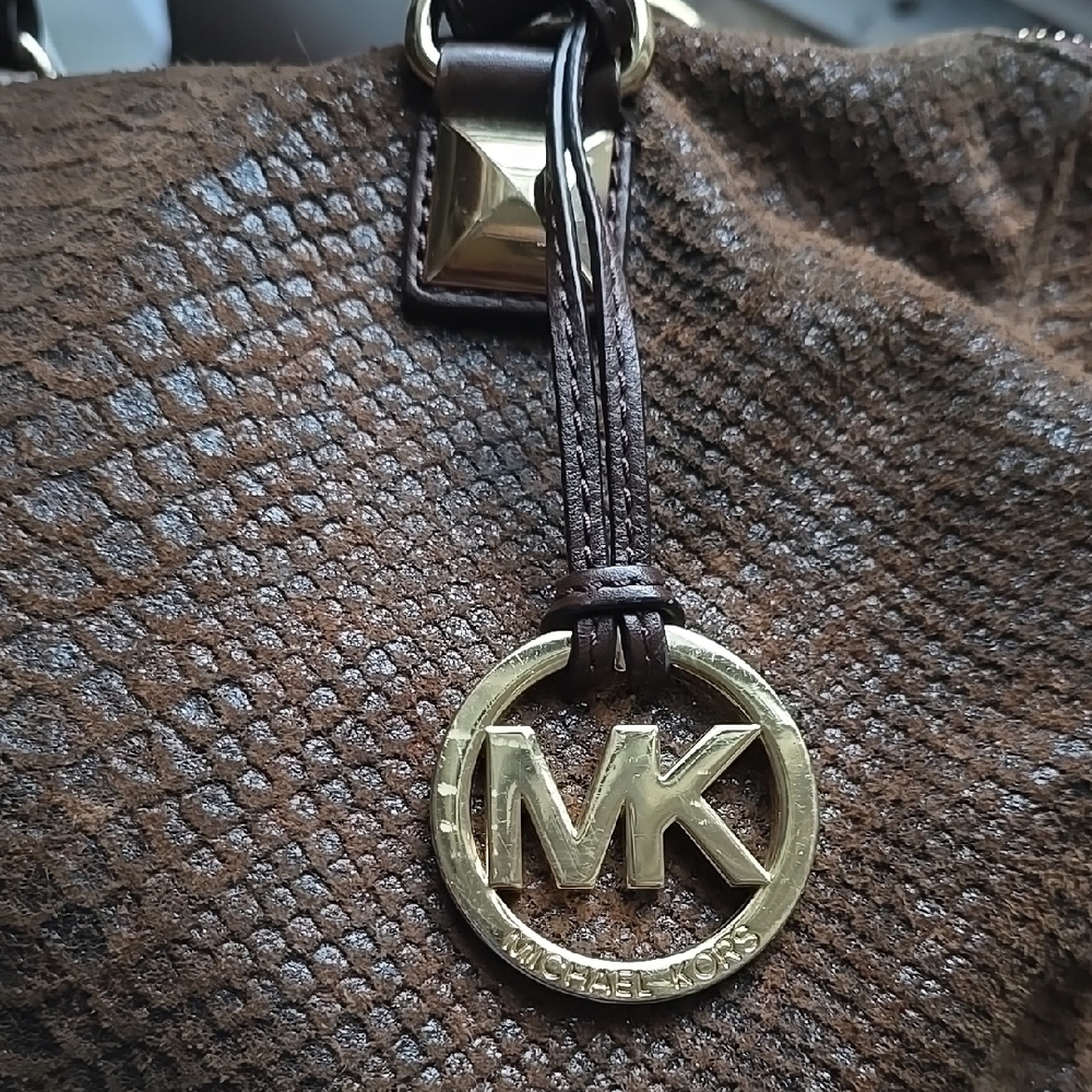 Michael Kors Brown Suede Leather Python Embrossed… - image 2